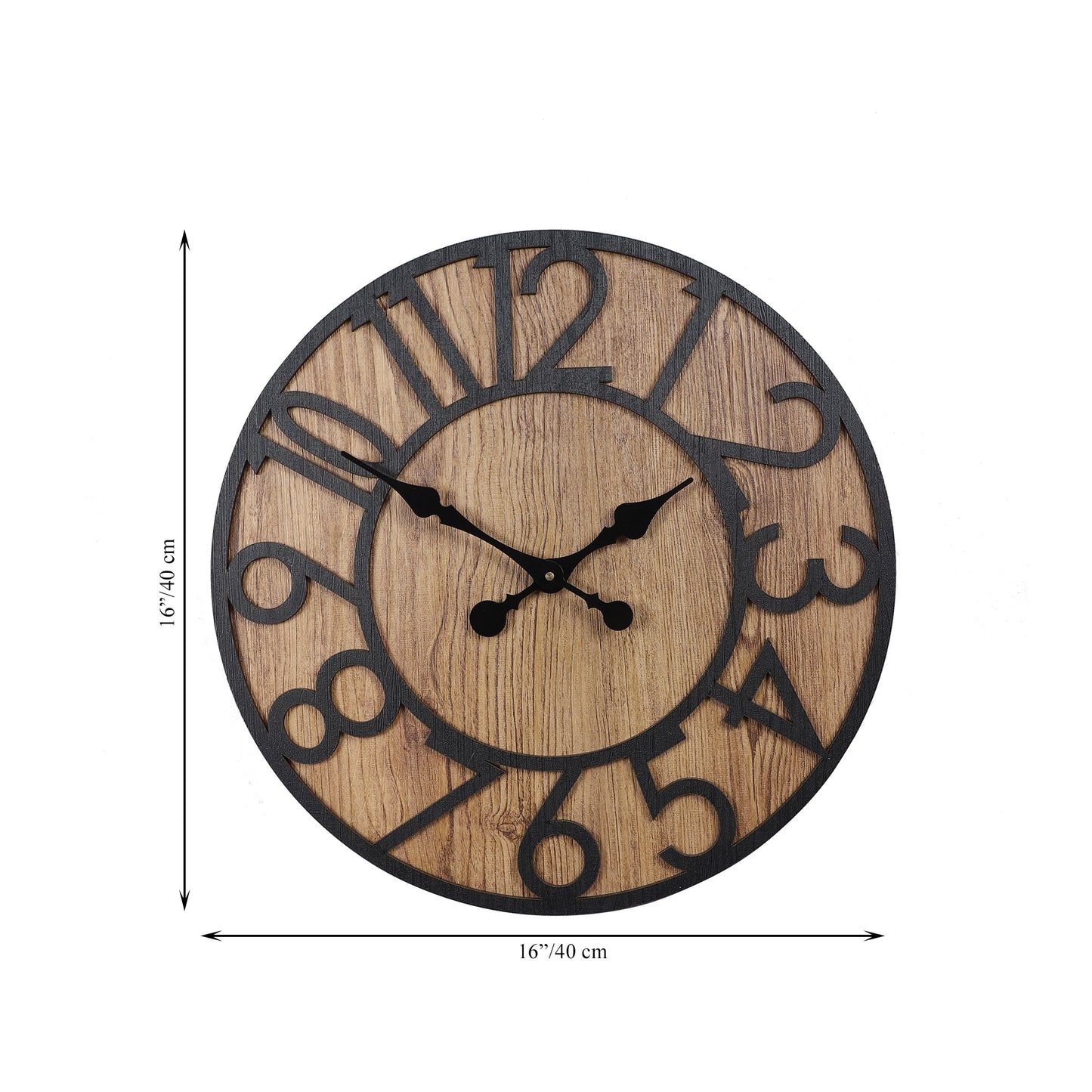 wc14 Rustic Brown Wooden Wall Clock with Roman Numerals