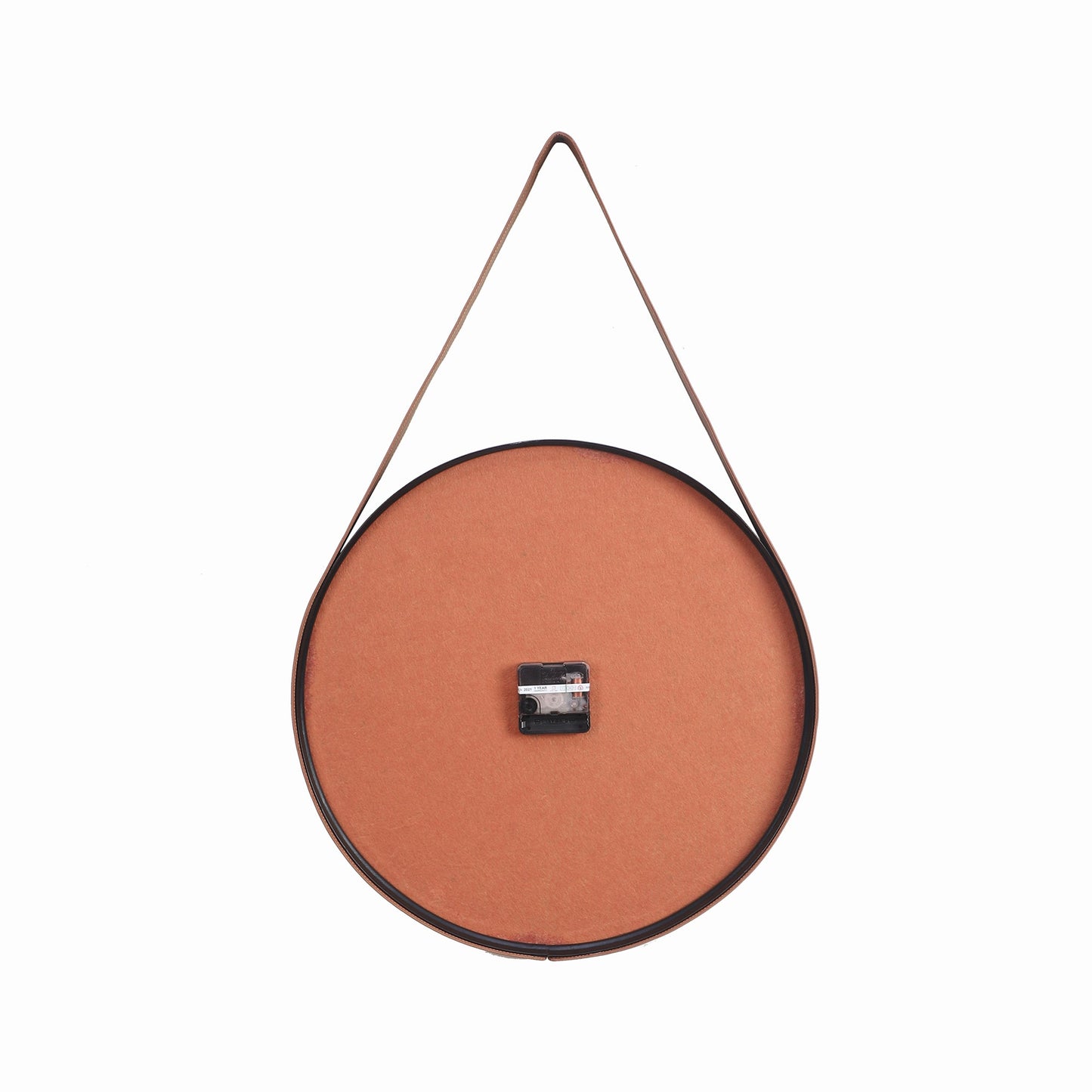 wc3 Leather & Metal Wall Clock In Brown