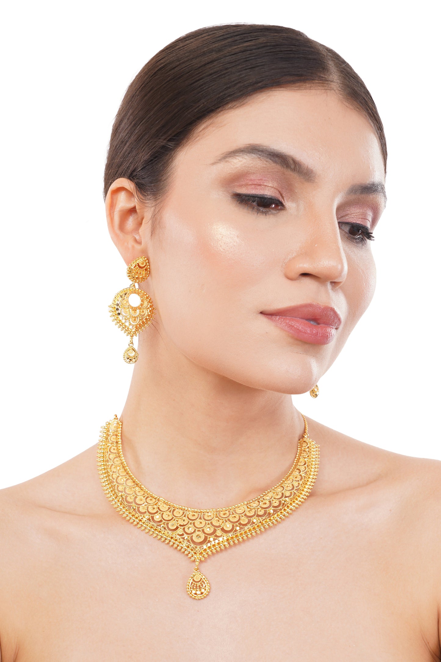 03 Sparkling 1Gm Gold-Plated Necklace and Earring Set