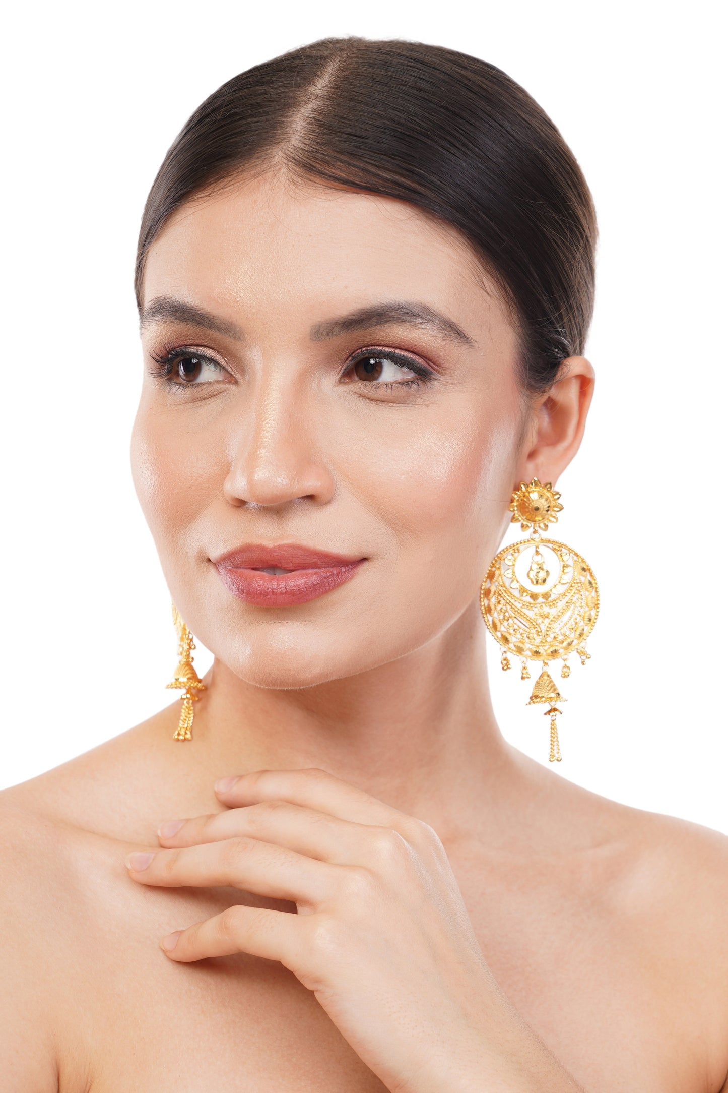 032 Sun and Moon 1Gm Gold Earrings