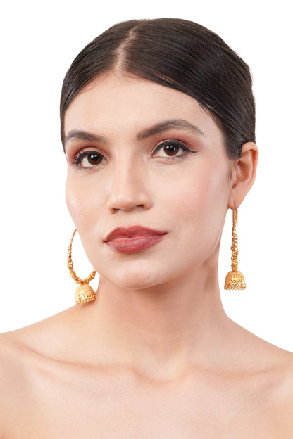 034 Jhumka Hoop 1Gm Gold Earrings Set