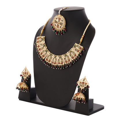 018 Ethnic and Party Wear 1Gm Gold Plated Necklace and Earring Set