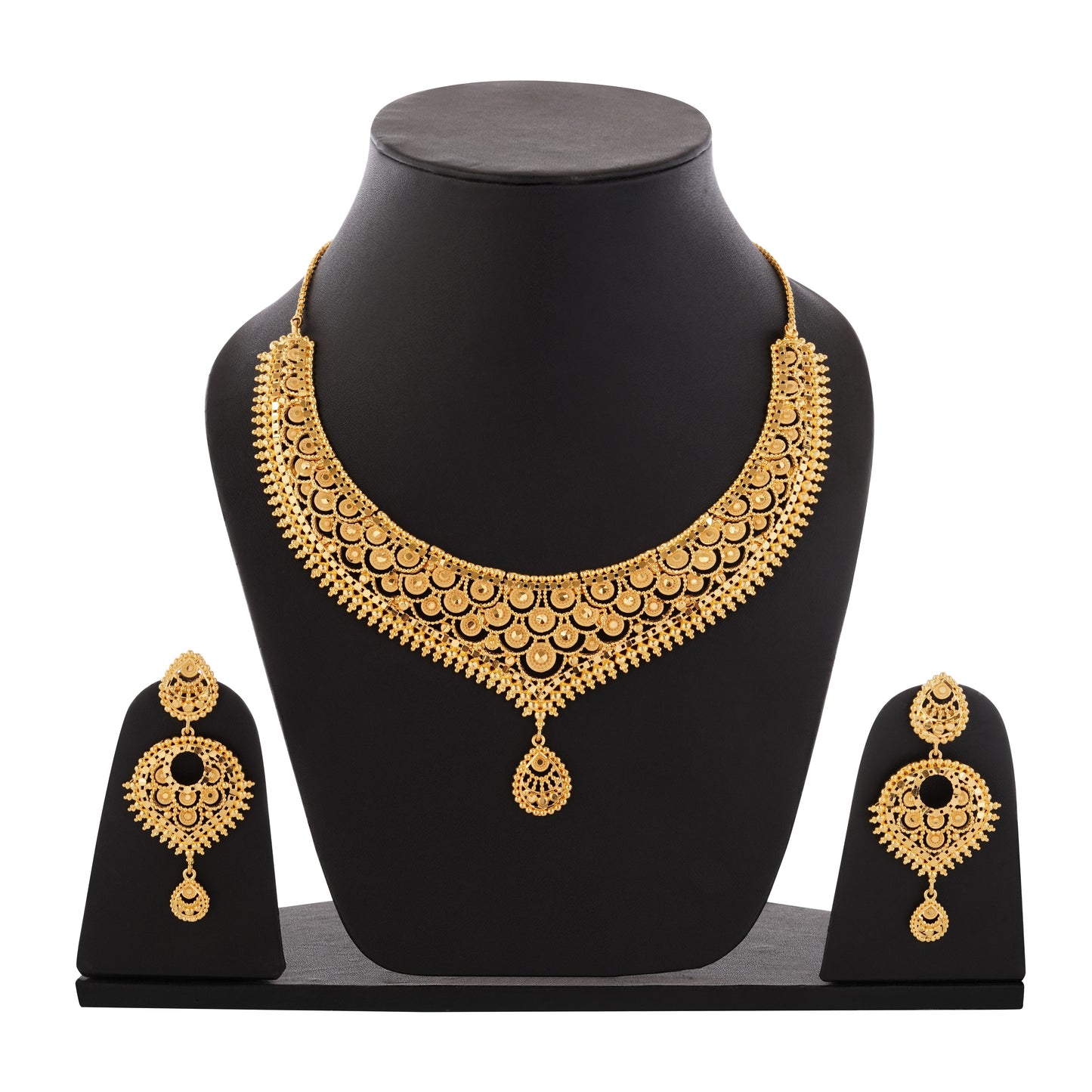 03 Sparkling 1Gm Gold-Plated Necklace and Earring Set