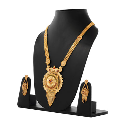 013 1Gm Gold Rani Haar Necklace and Earring Set with Cubic Zirconia