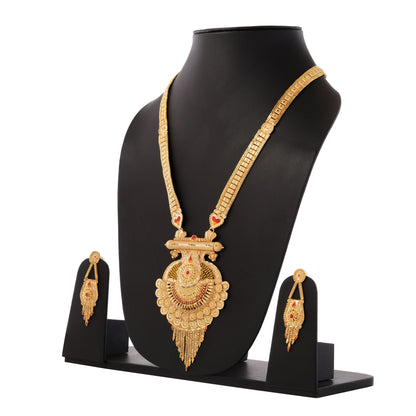 015 South Indian Temple 1Gm Gold Jewellery Necklace and Earring Set