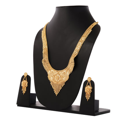 016 Traditional Indian 1Gm Gold Rani Haar Necklace and Earring Set