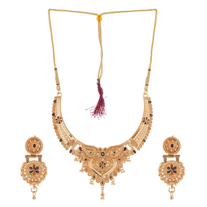 06 1Gm Gold-plated Choker Necklace and Earring Set