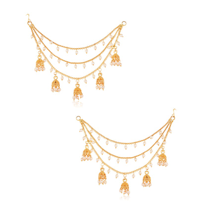 028 Gold 1Gm Plated Filigree Triple Layer Earrings Set