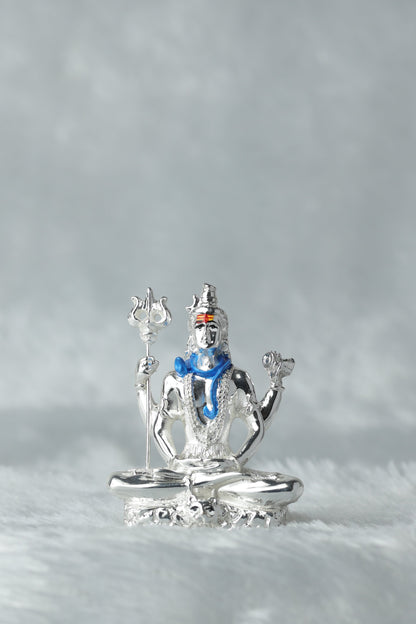 Silver Coated Sitting Shiva Idol | Bholenath |